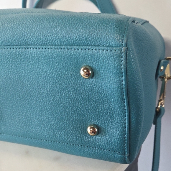 Ora Delphine Leather Teal Satchel - Picture 4 of 13